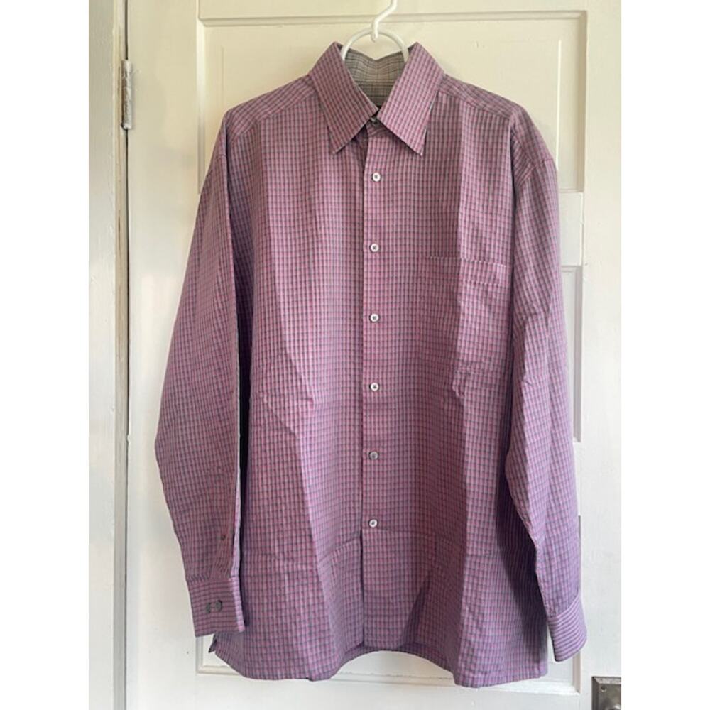 Bugatchi Uomo Mens Size Large Long-Sleeve‎ Button Down Shirt Plaid